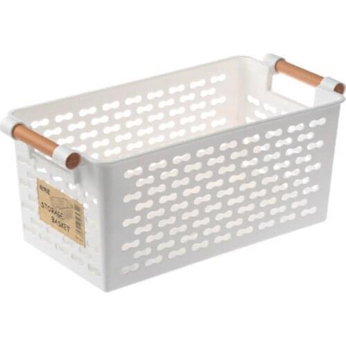 Plastic Desktop Storage Basket Rectangular Bathroom Portable Storage Box Bath Basket Kitchen Debris Multi-Purpose Baskets White