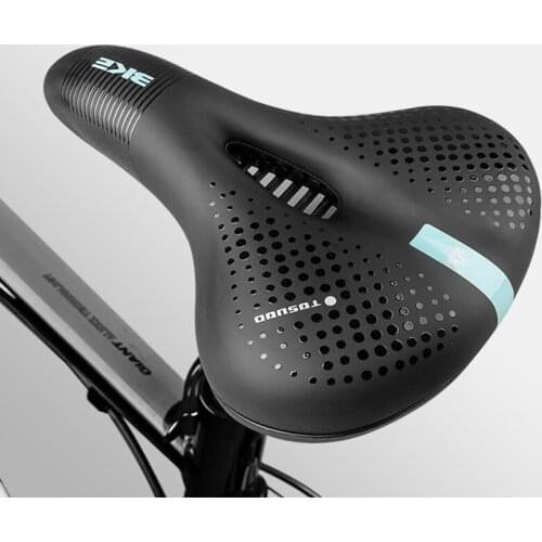 MTB Road Bike Memory Sponge Seat Cushion Pad Shock Absorber Unisex Men Women Reflective Strip Widen Bicycle Saddle