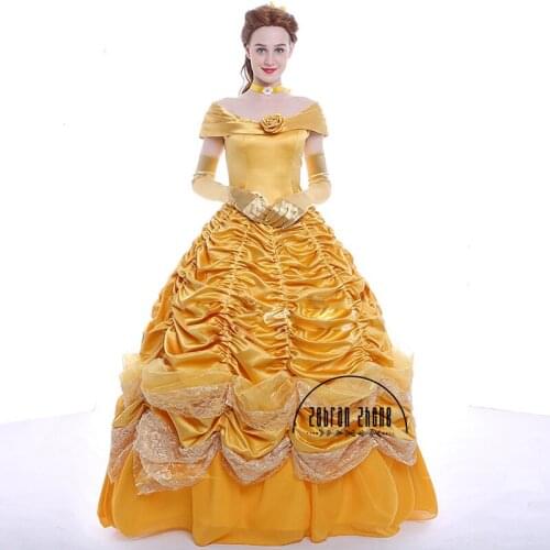 Princess Belle Cosplay Costume For Adult Women Costume Halloween Dress