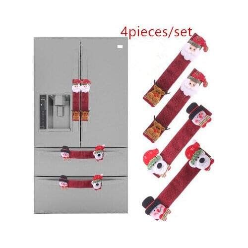 4pcs/set Fridge Handle Covers Christmas Microwave Oven Dishwasher Door Handle Cover Christmas Decorations for Home