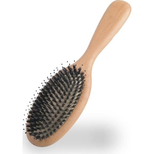DREWTI Beech Wood Handle, Boar Bristle Hair Brush, For Straight,Long,Curly,Short Hair, Massage The Scalp To Improve Hair Loss