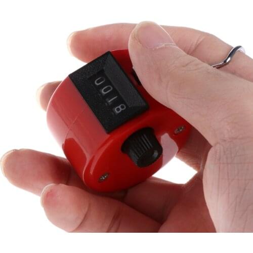 Hand Tally Counter 4 Digital Display Mechanical Manual Count Click with Finger Ring