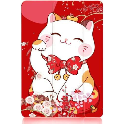 Japanese Lucky Cat Folding Protective Cover for Apple Ipad Pro 12.9Inch 2 3th Cases for Appple Ipad Pro 2018 12.9" Back Cover