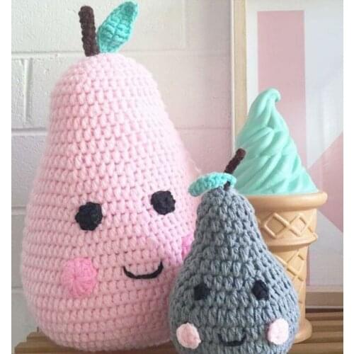 DIY Knitted Pillow Cushion Handmade Fruit Pear Doll Children Bedding Room Girl Home Decorative Kids Toy Christmas Gifts