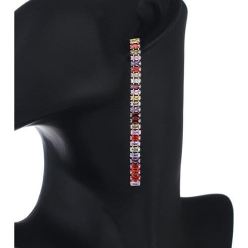 Fashion white and colorful Zircon Stone long Earrings for Women wedding Earrings Jewelry Gift Korean Earrings Party E724