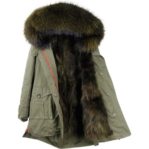 Womens coat women winter coats 2020 Womens winter jacket new natural raccoon fur coat green army coat Womens jacket