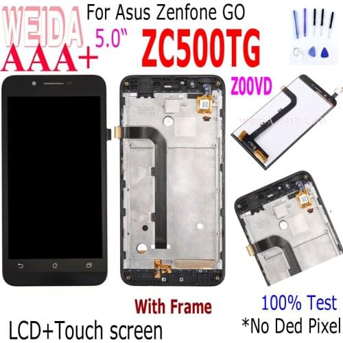 WEIDA 5.0" For ASUS Zenfone Go ZC500TG Z00VD LCD Display Monitor Touch Screen Digitizer Glass Assembly With Frame ZC500TG LCD