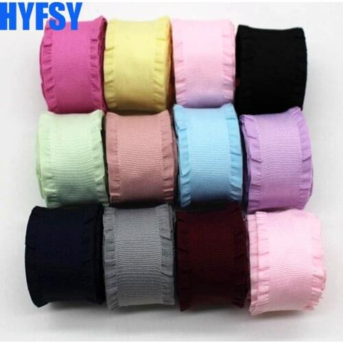 High quality 1 '25mm lace ribbon 10 yards DIY handmade material packaging skirt edge headdress hair bow Grosgrain fold doubdou