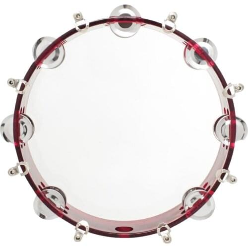 10" HANDHELD TAMBOURINE DRUM METAL PERCUSSION MUSICAL EDUCATIONAL INSTRUMENT