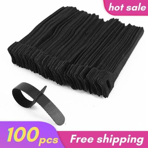 100 x adjustable black nylon Reusable cable storing cables tie L