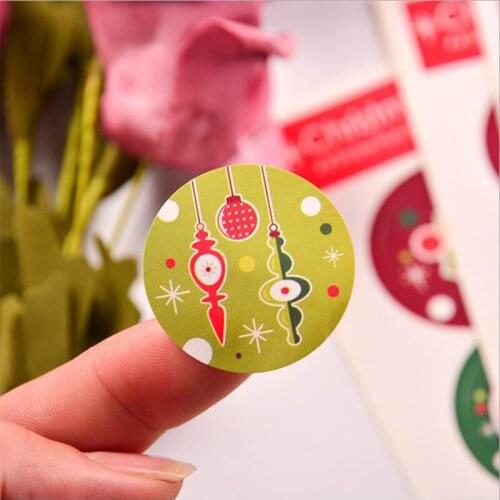 1200pcs Round 3.6cm Sticker Merry Christmas Baking Cake Stationery Gift Box Scrapbook Adhesive Label Sealing Sticker Wholesale