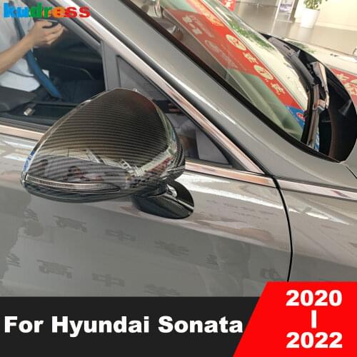 For Hyundai Sonata 2020 2021 Carbon Fiber Rearview Mirror Cover Trim Door Rear View Mirrors Frame Covers Sticker Car Accessories