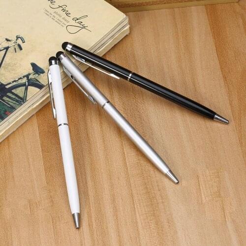 2 in 1 Universal Stainless Steel Capacitive Crystal Touch Screen Stylus & Ball Point Pen for Tablet PC Phone