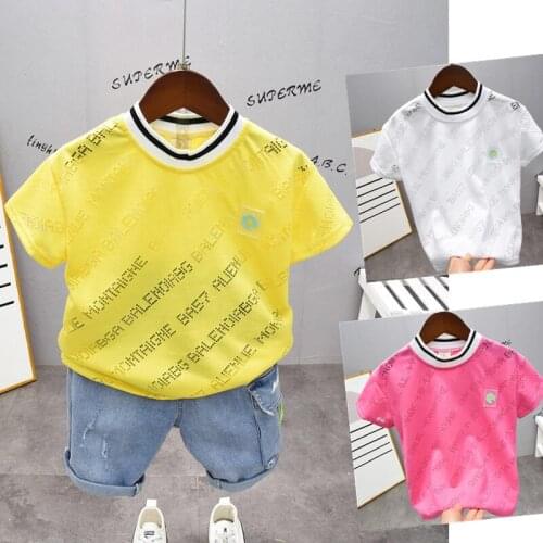 2021 2pcs Summer Baby Boy Children Causal Cartoon Printing Suit T-shirt + Short Boys Clothes Kids Clothes sets 2-7
