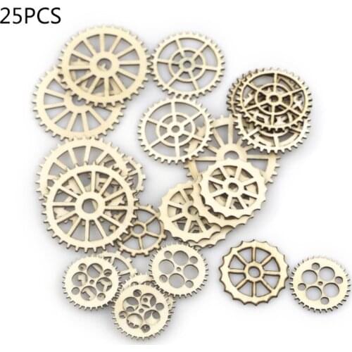 25pcs Gear Wooden Hanging Tags Christmas Tree Ornament DIY Engraving Scrapbooking Crafts Wedding Party Decor Dropshipping