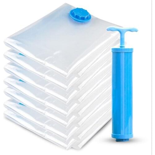 5 pieces of household vacuum bag compression storage bag camping travel pouch storage clothes suction transparent frame foldable