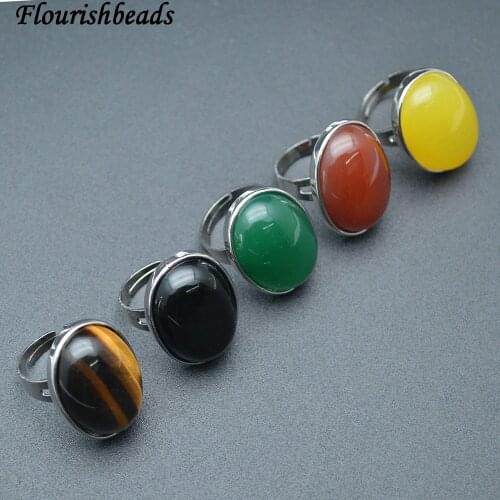 Wholesale Classical Design Bright Color Natural Agate Gemstone Mans Rings Fashion Jewelry 5pc per lot