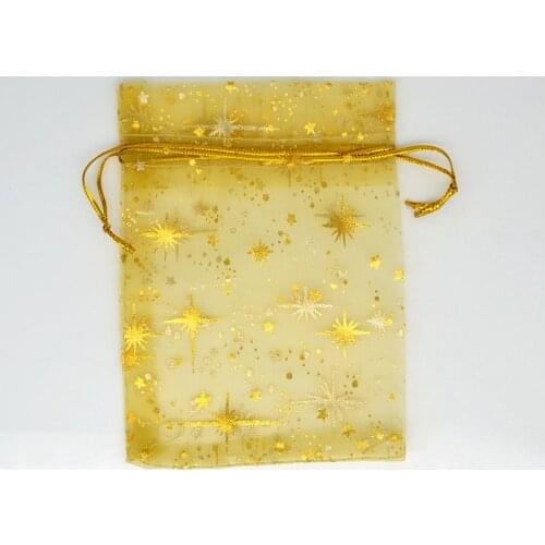 50pcs 9x12cm Organza Bags Jewelry Wedding Favors Party Pattern Printed Drawable Packaging Display & Gift Pouches