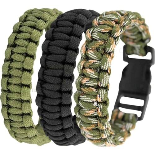Camping Hiking Outdoor Emergency Survival Rope Paracord Bracelets Black Green Camouflage Rescue Jewelry Women Men Fashion Gift
