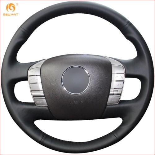 MEWANT Black Genuine Leather Car Steering Wheel Cover for Volkswagen VW Phaeton 2011 2012 2013 2014 2015 Interior Accessories