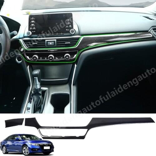 2pcs For Honda Accord 2018-2020 Carbon fiber ABS Matte Center console trim strip Decorative cover Car Styling Accessories