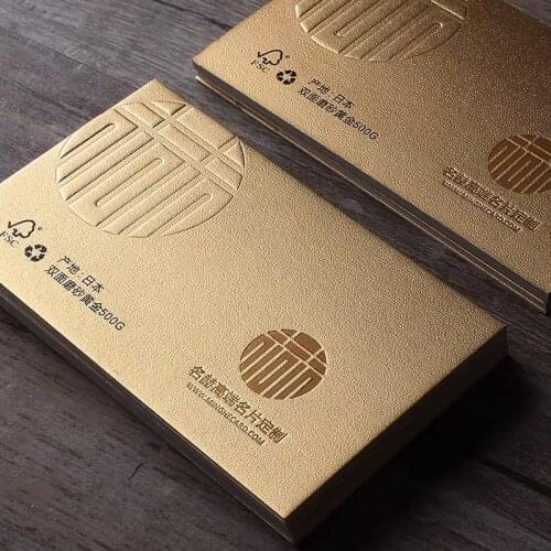 Double-sided matte gold foil stamping custom upscale business card printing postcard logo name simple personalized print 200pcs