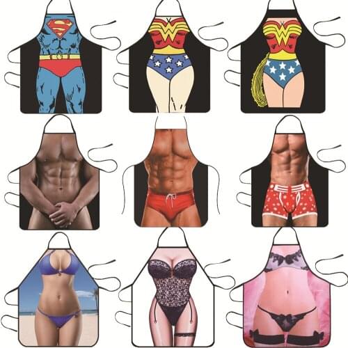 3D Funny Apron Super Hero Kitchen Apron Man Women Cooking Aprons Dinner Party Apron Adult InterestingTablier Cuisine Pinafore