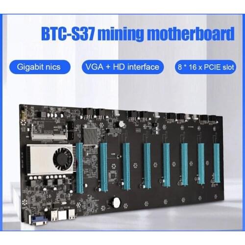 BTC-S37 Motherboard Miner Motherboard DDR3 8XPCIE 16X Gigabit Network RJ45 Port for Miner Bitcoin Mining BTC Motherboard