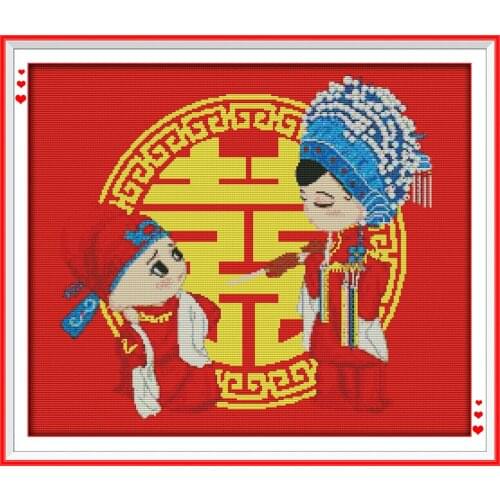 A harmonious union lasting a hundred years cross stitch kit cartoon lover hand embroidery DIY handmade needlework supplies bag