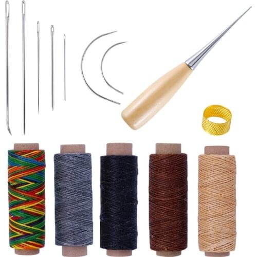 Leather Sewing Tool Set 14pcs/set Needle Awl Wax Thread Stitching Accessories Leathercraft Shoe Sofa Repair Stitchcraft