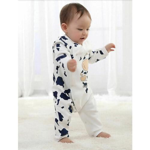 New Fashion Newborn Kids Baby Boys Girls Cute Cow Bodysuit Long Sleeve Romper O-Neck Jumpsuit Outfit One-piece0-24M