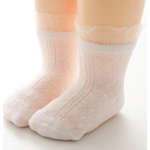 Baby Girls Boys Cotton Socks 1 Pair Baby Socks Solid Color Skin Friendly Soft Non-Slip Toddlers Middle Tube Socks for Summer