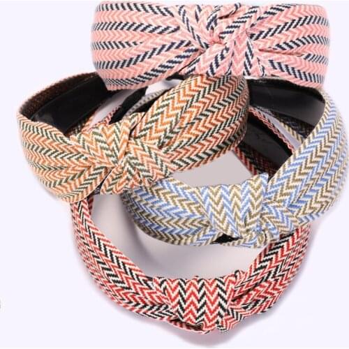 Wholesale Sweet Herringbone Headband for Women and Girls Korean Hair Accessories Fashion Vintage Top Knot Hairbands