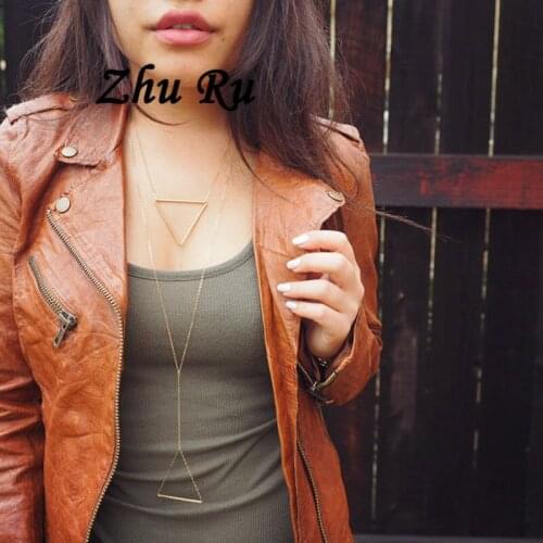 Present 2018 new Arrival long triangle Necklace Chain Pendant Neckalce for Women Jewelry Gift Winter sweater with collier femme