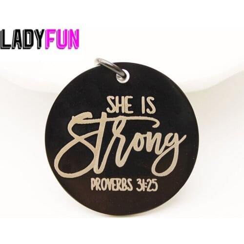 She Is Strong Charm Stainless Steel Strong Women Charms High Polish Mirror Surface Pendant