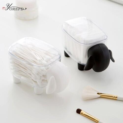 OYOREFD Cute Transparent Makeup Organizer Family Office Desktop Storage Box Cotton Swab Make Up Cotton Dust-proof Organizer Box