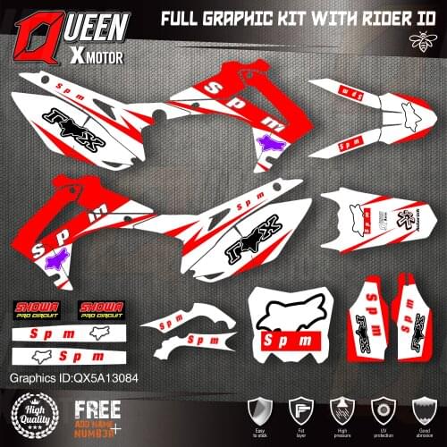 QUEEN X MOTOR Custom Team Graphics Backgrounds Decals Stickers Kit For HONDA 2014-2017 CRF250R 2013-2016 CRF450R 084