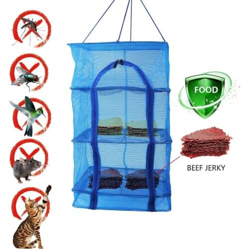 Fish Mesh Hanging Drying Net Food Dehydrator Durable Folding 4 Layers Fish Vegetable Dishes Dryer Net Drying Rack
