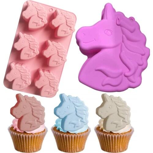 3D Pony Unicorn Silicone Cake Mold Cake Decorations Cupcake Toppers Chocolate candy Baby Birthday Party Decorations Baking Tools