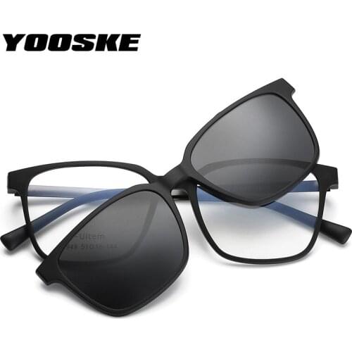 YOOSKE Polarized Sunglasses Men Women Magnetic Clip On Glasses Optical Prescription Eyeglasses Driving Sun Glasses Shades UV400