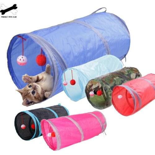6 Color Funny Pet Cat Tunnel 2 Holes Play Tubes Balls Collapsible Crinkle Kitten Toys Puppy Ferrets Rabbit Play Dog Tunnel Tubes