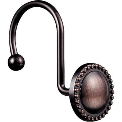 Shower Curtain Hooks Oil Rubbed Bronze,Rustproof Decorative Shower Curtain Rings,16 Pcs, Bronze