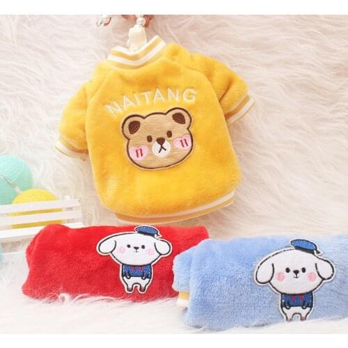 Pet Dog Cartoon Clothes Coral Fleece Jacket Coat Soft Warm Pet Two-Legged Clothing Small Medium Dogs Cat Teddy Chihuahua Bulldog