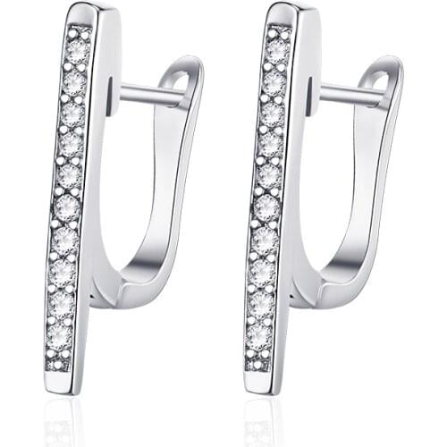 Creative Design Letter Shape Cubic Zirconia Stud Earring Gold Silver Color CZ Geometric Earrings for Women Jewelry Fashion Gifts