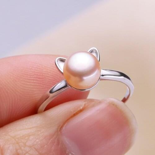 ASHIQI 2019 Real 925 Sterling Silver Ring for Women Natural Freshwater Pearl Jewelry Gift