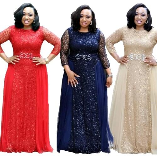 Large Size Woman Party Birthday Dress Hollow Out Long Lace Dresses Office Lady Prom Sequin Dress Vestido Wholesale Dropshipping