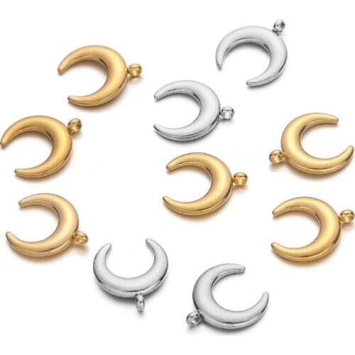 10pcs Stainless Steel Jewelry Accessories Crescent Moon Pendant DIY Necklace Accessories