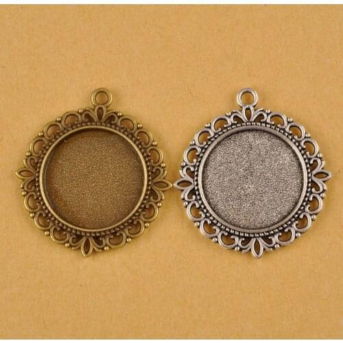 100piece 25mm Antique Silver Antique Bronze Metal Tone Bezel Pendant Settings Pendant Blank Pendant Base Jewelry Making Findings