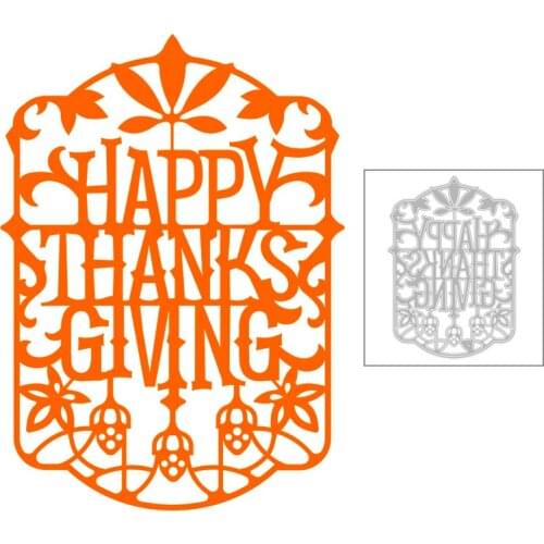 2020 New Words Happy Thanks Giving Metal Cutting Dies and Lace Background Die Scrapbooking For Crafts Card Making no Stamps Sets