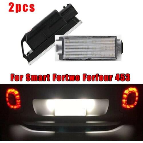 2pcs Truck License Plate Lights 453 White LED License Number Plate Light Lamp No Error For Smart Fortwo Forfour
